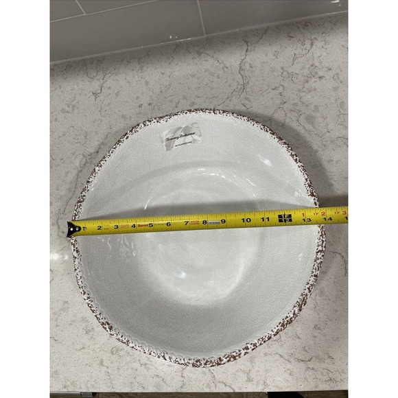 Tommy Bahama Extra Large 14x4.5” Chip Salad Serving Bowl Melamine White Rustic - Picture 5 of 6